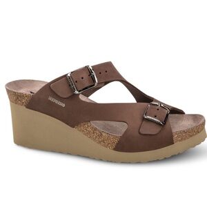 Mephisto Terie Brown Nubuck Leather & Cork Platform Wedge Sandal size 38
